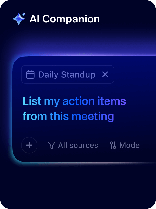 Visual of an AI Companion being prompted to list action items from a meeting
