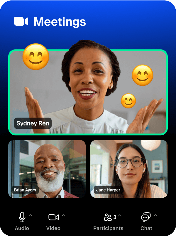 Zoom Meetings app interface featuring various emoticons for enhanced communication and engagement.